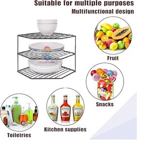 Étagère à vaisselle en métal à trois niveaux, support de rangement vertical pour la cuisine, design minimaliste, empilable, organisateur de bols et d'assiettes - Product Image 4