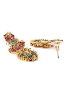 Conjunto de Collar y Pendientes de Perlas de Imitación de Rubí Chapado en Oro, Diseño Geométrico, Certificado por Terceros, Joyería Étnica para Bodas, para Mujer - Product Image 3