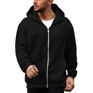 Sudadera con capucha de manga larga para hombre, corte ajustado, con cremallera completa, para entrenamiento deportivo, informal, para gimnasio. - Product Image 3