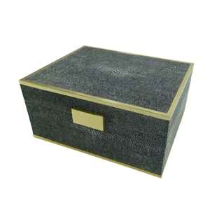 Alta calidad al por mayor cerradura de borde de latón 0,24x0,19x0,1 MDF Shagreen terciopelo Vietnam origen Faux Shagreen joyero de lujo - Product Image 2