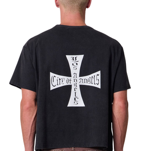 T-shirt homme col rond manches courtes, motif croisé devant et derrière, coupe ample, style streetwear, vente en gros, personnalisable OEM, en jersey de coton - Product Image 4
