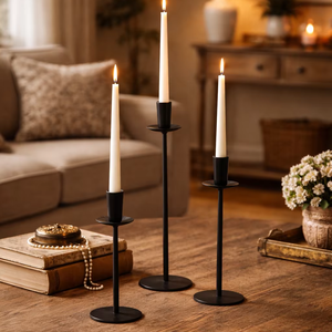 Premium casted aluminium candle stand set matte <b>black</b> cast Aluminium & cast Iron Candle Holders ideal for modern decor styling - Product Image 2