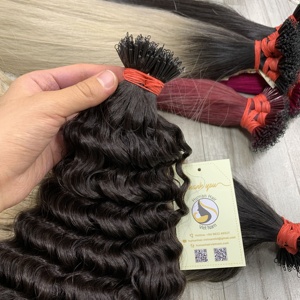 Double Drawn Natural Straight Bulk Cuticle Align Ombre Light Natural Wavy Keratin I Tip Human Hair Extensions - Product Image 5