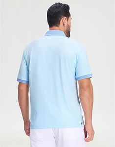 Summer Men's Casual Polo Shirt Contrasting Collar Geometric shirts Knit Short Sleeve Polo <b>Tops</b> regular <b>lycra</b> fit polo shirts - Product Image 3