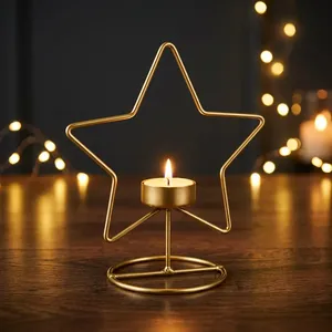 Portavelas de Metal Dorado con Forma de Estrella para Decoración del Hogar, Centro de Mesa, Decoración Festiva, Bodas, Fiestas, Sala de Estar - Product Image 4