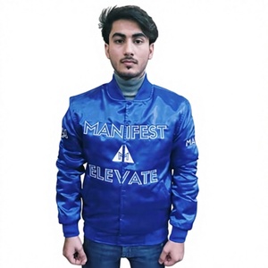 Patchs brodés personnalisés, broderie vintage 3D, veste varsity en satin, haute qualité, 100% polyester, séchage rapide, personnalisable pour homme - Product Image 1