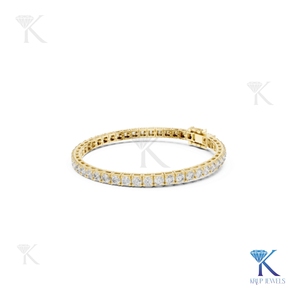 4.00 mm Lab Grown Diamond Tennis <b>Bracelet</b> Round Brilliant Cut 4 Prong Box Link 14k <b>Solid</b> Gold Fine Unisex Luxury Jewelry Gift - Product Image 1
