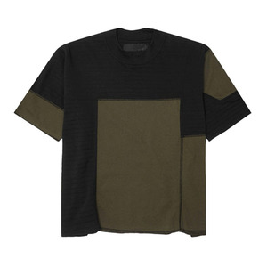Camiseta de Manga Corta para Hombre, Corte Regular, Cuello Redondo, Tejido de Punto, Detalles en Contraste, Diseño Sólido, Estilo Urbano Artístico con Bloques de Color - Product Image 1