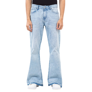Jeans de mezclilla acampanados para hombre, talla M, lavado, cintura media, color liso, estilo vintage, pierna ancha, casual, mezcla de algodón, otoño-invierno, de secado rápido y transpirables. - Product Image 1