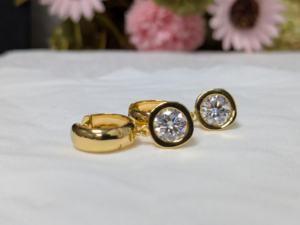 Boucles d'oreilles pendantes de luxe en moissanite taille élégante 2 carats, serties clos, en or jaune massif 10K certifié, cadeau de mariage pour femme chrétienne - Product Image 5