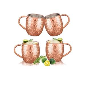 Juego de 4 tazas Moscow Mule, tazas de cobre con patrón de piedra electrochapadas, revestimiento de acero inoxidable 304, perfectas para vino, cerveza y bebidas frías. - Product Image 1
