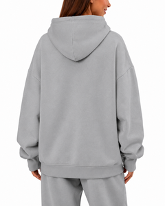 Custom Heavyweight Women's Oversized Hoodie 100% Cotton <b>Drop</b> Shoulder Winter Pullover OEM Manufacturer - Product Image 2
