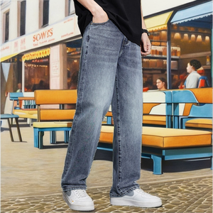 2025 <b>Men's</b> High Quality Factory Slim Fit <b>Jeans</b> Stylish White Dark Washed Casual Canvas Pants Straight Style Breathable Quick Dry - Product Image 4