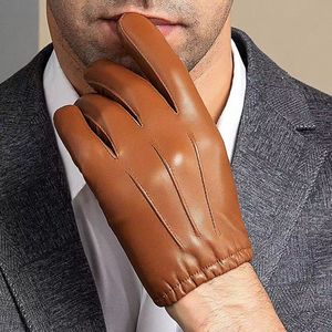 <b>Sheepskin</b> Bike Wear <b>Gloves</b> Wrist Length Thermal Unlined Plain Style Touchscreen Friendly for Winter Daily Life - Product Image 6