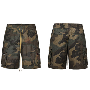 Pantalones Cortos Cargo de Camuflaje Personalizados 100% Algodón Tejido con Cordón, de Tiro Medio, Pierna Recta, Cintura Elástica, Estilo Hip Hop, de Secado Rápido - Product Image 2