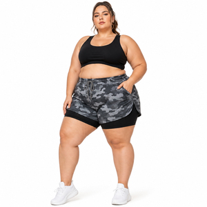 Shorts Deportivos de Doble Capa con Camuflaje para Mujer, Talla Grande, Cintura con Cordón, 2 en 1, Shorts de Yoga Transpirables para Entrenamiento - Product Image 3