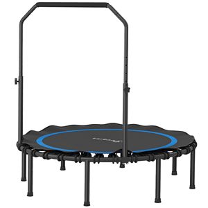 Mini trampolino pieghevole blu da 48 pollici con maniglia regolabile, rimbalzante per adulti, per uso interno ed esterno, per palestra domestica - Product Image 1
