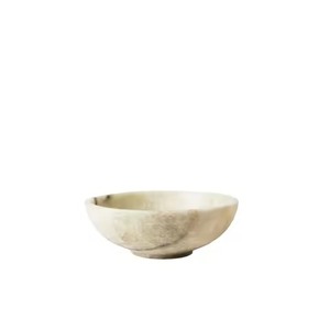 Hot Selling Beige Travertine Ribbed Vertically Fluted Marble Serving <b>Bowl</b> Round <b>Deep</b> Stone Basin Vessel For Coffee Table Snack - Product Image 5