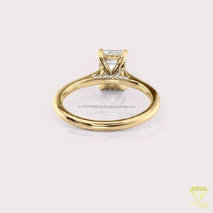 Oval Cut Moissanite Engagement <b>Ring</b> Yellow Gold Pave Diamond Solitaire <b>Ring</b> <b>Dainty</b> Bridal <b>Ring</b> Classic Four Prong Promise <b>Ring</b> - Product Image 4