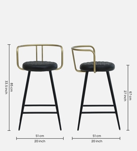 Metal bar Chair Gold Black Finish PU Leather Seating Modern Luxury <b>Adjustable</b> bar <b>Stool</b> Counter <b>Height</b> No Armrest Kitchen bar - Product Image 6