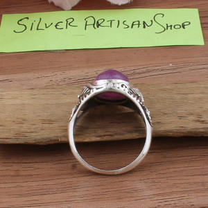 Anillo de Jade Púrpura Lavanda Natural con Plata de Ley 925, Elegante Anillo de Piedra Preciosa Púrpura para Mujer - Product Image 5