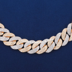 A <b>22</b> Inches 14mm miami two tone unisex cuban round cut diamonds ready to ship luxury look cuban diamond bail tester pass diamond - Product Image 5