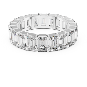 Emerald Shape Round Brilliant Lab Grown Diamond Engagement Ring 18K White Gold EF Luxury 15 <b>Stone</b> Bridal Jewelry 4.40MM 5.25CT - Product Image 4