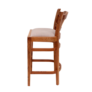 Tabouret de bar en teck massif avec siège rembourré, design moderne pour café, restaurant et usage domestique - Product Image 3