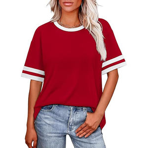 T-shirts amples à col rond en polyester/coton pour femmes – Respirants, doux, décontractés, style streetwear, vierges, vente en gros - Product Image 3