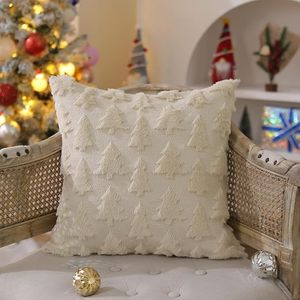 Set di Cuscini Decorativi con Motivo Albero di Natale 18x18 Pollici, Beige, Morbidi in Finta Pelliccia, Decorazione Natalizia per Camera da Letto - Product Image 2