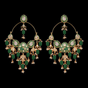 High Quality Handmade Gold Plated Alloy Hoop Earrings Flower Design-Traditional <b>Pakistani</b> Wedding Party Gift Fashion <b>Jewelry</b> - Product Image 2