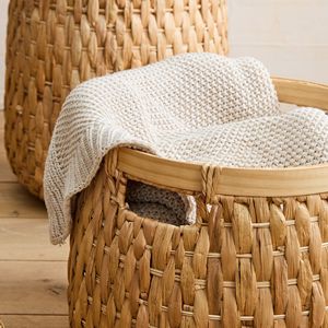 Woven Water Hyacinth Tall Basket Cylinder Laundry Storage <b>Bin</b> Handmade Eco Friendly Sustainable Wholesale Bulk OEM Supplier Home - Product Image 3