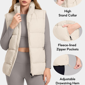 <b>Women's</b> Puffer Vest Lightweight Quilted <b>Sleeveless</b> <b>Jacket</b> Warm Winter Outerwear Stand Collar Zip Up Casual Outdoor Fashion Vest - Product Image 4