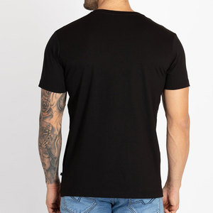 T-shirt à manches courtes noir pour homme avec imprimé Hola coloré, col rond, coupe décontractée, longueur normale, en coton - Product Image 2