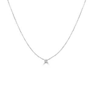 จี้เพชรพร้อมสร้อยคอทองคำแท้ 14K ทรงกลมเจียระไนแบบ Bezel เพชรเพาะเลี้ยง ตัวล็อกแบบ Lobster สไตล์มินิมอล โซลิแทร์ สำหรับใส่ทุกวัน สายโซ่แบบเคเบิ้ล 18 นิ้ว - Product Image 3