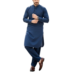 Nouveau costume traditionnel afghan Salwar Kameez pour homme, 2 pièces, couleur unie, formel/décontracté, toutes saisons, séchage rapide, costumes Salwar pakistanais - Product Image 1