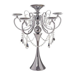 Candélabre en fer forgé de style européen moderne, sans flamme, écologique, avec perles de cristal, pour la décoration de table à manger ou de cheminée - Product Image 3