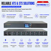 Commutateur de transfert statique (STS) ATS à double alimentation, commutation en 5 ms, IEC C39, verrouillage, 8 prises, réinitialisation automatique, surveillance mobile/Cloud SNMP