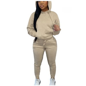 Conjunto de Sudadera con Capucha y Pantalones Deportivos Unisex 2026, Color Sólido, Felpa Francesa, Corte Regular, Otoño - Product Image 3