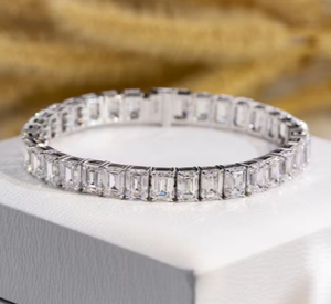 Pulsera de Tenis de Lujo de Platino con Corte Esmeralda de 16 Quilates y 20 cm, de Alta Calidad, para Fiestas Infantiles y Bodas, Joyería Fina de Moda - Product Image 3