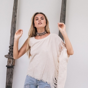 Top Bohemio Asimétrico para Mujer, Camiseta Oversize de Algodón Crudo, Blusa Bohemia, Camisa Orgánica para Descanso, Atuendo para Yoga y Meditación - Product Image 3