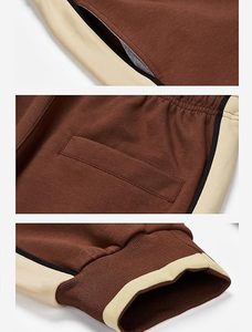 Unisex Brown Color Blocking <b>Tracksuit</b> Full Sleeve Elastic Waist Casual Winter Wear Hooded <b>Waterproof</b> Breathable - Product Image 2