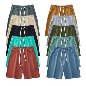 Shorts pour hommes 100% Coton Polaire Grande Taille Style Urbain Uni Brodé Écologique - Product Image 1