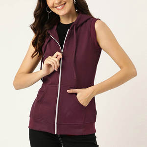 OEM ODM Women Sleeveless Full <b>Zipper</b> Hoodies High Quality Breathable Comfortable Fit Casual Style Gym Fitness Activewear Hoodie - Product Image 1