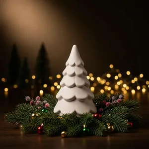 Handmade Collection White Resin Pine Shape Christmas <b>Tree</b> Small Indoor Tabletop Decor Durable Modern Style Eco-Friendly - Product Image 2