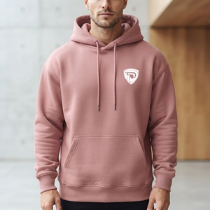 Sweat-shirt rose à capuche pour homme, coupe oversize, manches raglan, couleur unie, décontracté, en polaire, pour l'automne - Product Image 3