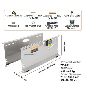 Lot de 2 outils d'alignement de roues en acier inoxydable haute précision (0,1 degré) avec jauge de carrossage/rotation/écartement magnétique - Product Image 5