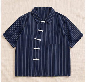 เสื้อเชิ้ตแขนสั้นผู้ชายแบบลำลอง ปกคอพับ เสื้อเชิ้ตฤดูร้อน - Product Image 1