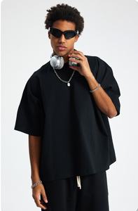 Camiseta Boxy para Hombre al por Mayor, Estampado Personalizado, Cuello Redondo, Camiseta Gráfica de Algodón Pesado para Hombre, Camiseta Corta - Product Image 3