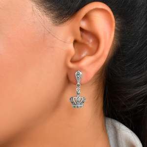 Meera Jaipur <b>Crown</b> <b>Silver</b> Fashion Earrings - Product Image 2